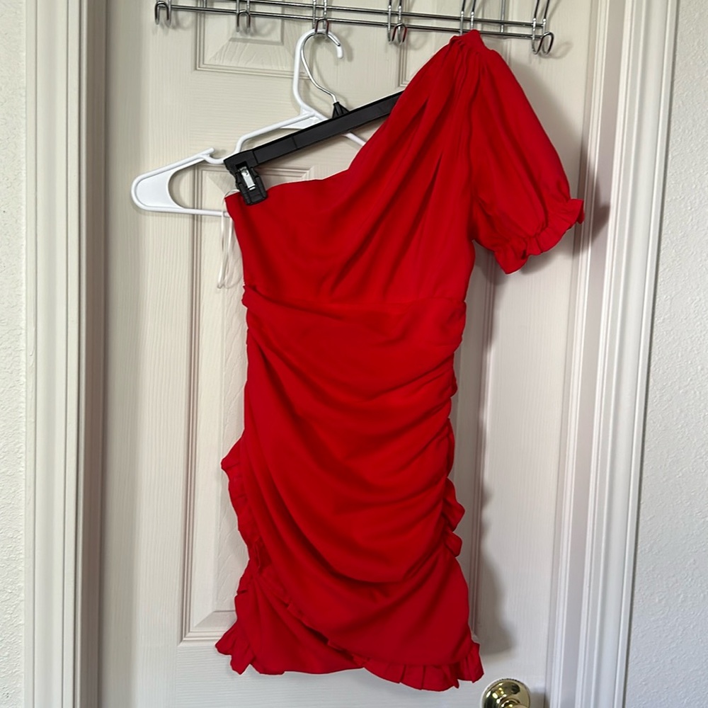Red Hello Molly One Should Rouched Mini Dress